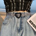Heart Denim Belt for Women Love Buckle New All-Match Jeans Belts Ladies Pink Fabric Strap Female Personality Dress Waistband. 