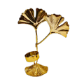 Elegant Golden Leaf Design Candle Holder for Home Decor - Beautiful Metal Design with Dual Leaf Motif and Sturdy Base - Perfect for Table Centerpieces and Gift Ideas. 