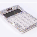 Calculator Plastic Calculator Rhinestone Crystal Dazzling 12 Digit Solar and Battery Dual Power LCD Display for Office, School White. 
