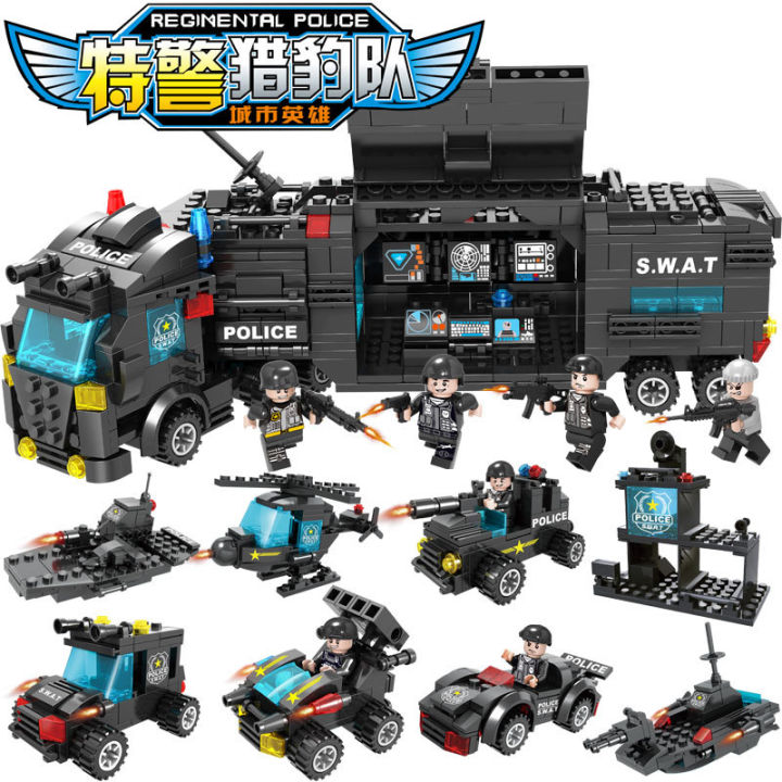 compatible with LEGO City SWAT 8-in-1 Patch Small Brick Boy Educational Creative Police Toy