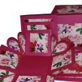 surprise 3 layers magenta explosson box with chocolates. 
