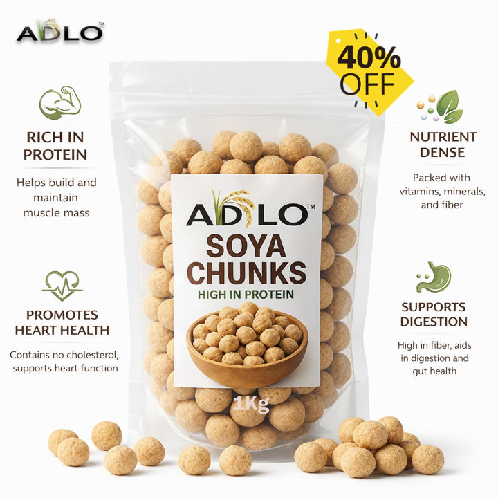 Soya Chunks Natural 1kg - High In Protein ADLO | Daraz.pk