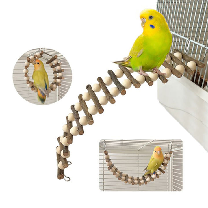 Parrots Bird Cage Ladder Toy Training Perch Portable Parrot Ladder Toy With Metal Hooks For Small Medium Parrots