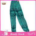 Elegant Wide-leg Trousers Thai Elephant Print Harem Yoga Pants with Pockets for Women Wide-leg Trousers Perfect for Vacation Work Stylish Bloomers with Wide Elastic Waist Thai Yoga Pants. 