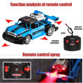 Remote Control Rock Monster Car with Lights & Flame Spray Function Stunt Car - 1:20 Scale - Four Channel - Operated Battery - Blue. 
