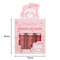 3Pcs Glossy Lip Gloss Moisturizing Dry Resistance Lipstick Woman Sparkling Cartoon Lip Makeup. 