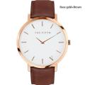 High Quality Store New The Fifth Brand Women Men Casual Simple Quartz Analog Watch Golden Leather Band Wrist Watches - intl. 