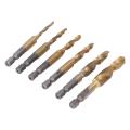 Threaded Drill Taps, Thread Tapping Tool 6Pcs HHS for Thick Steel Plate. 