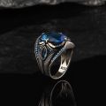 [ New ] Jianjie Sapphire Men's Ring wih Personalized Retro Punk Diamond Ring Direct Sales. 