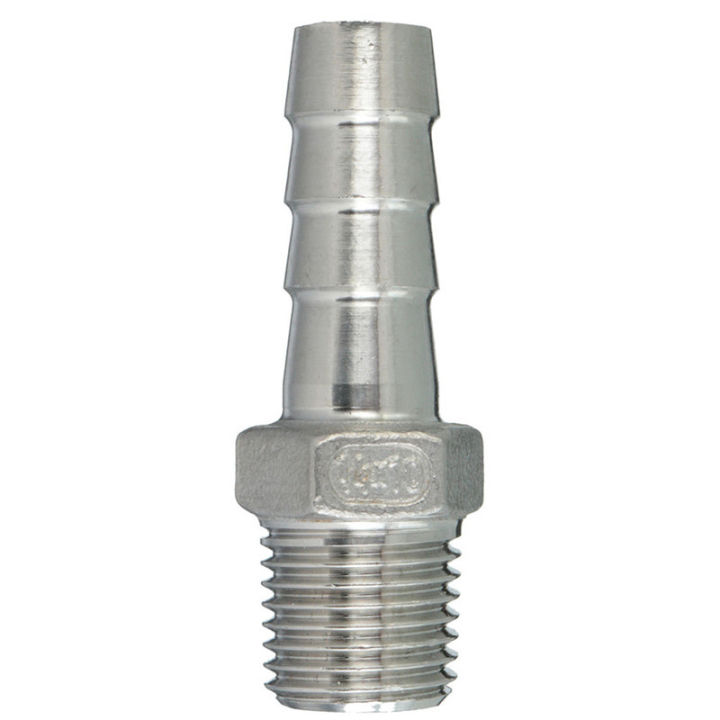 thumbnail interactive-video image 1 of Stainless Steel Male Thread Pipe Fitting X Barb Hose Tail Connector BSP 1/8 To 4 1 of 2