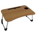 Wooden Gaming Laptop Table For Bed Foldable Stand Ergonomic Portable Drawing Notebook Reading Food Breakfast Serving With Inbuild Tablet And Cup Holder Slots Couch Black Brown light brown. 