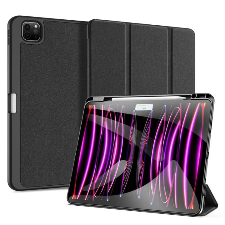 Tri Fold Book cover for iPad Pro 13 Inch 2024 M4 Chip smart case book cover with Pen Holder