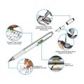 7 in 1 Multifunctional Touch Screen Stylus Ballpoint Pen with Screwdriver Spirit Level Scale Ruler Full Metal. 