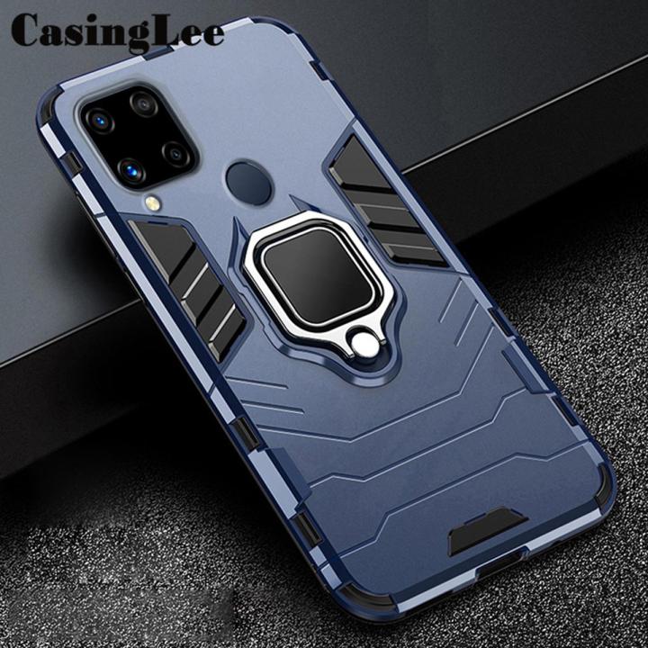 Protect Cover Shockproof Armor Stand Case for Realme C25 / Realme C25S with Holder Ring Phone Cases for Realme C25 / Realme C25S Car Magnet Phone Case