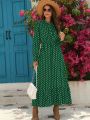 Sultan Stitched Stylish Polka Dots Panel Long Frock for Girls & Women – Casual & Party Wear Maxi Dress | Elegant Daily Wear Long Frock 2025. 
