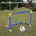 Indoor Mini Folding Football Soccer Ball Goal Post Net Set+Pump. 