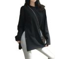 Side Button Long T-Shirt O-Neck for Women, Stylish and Comfortable. 