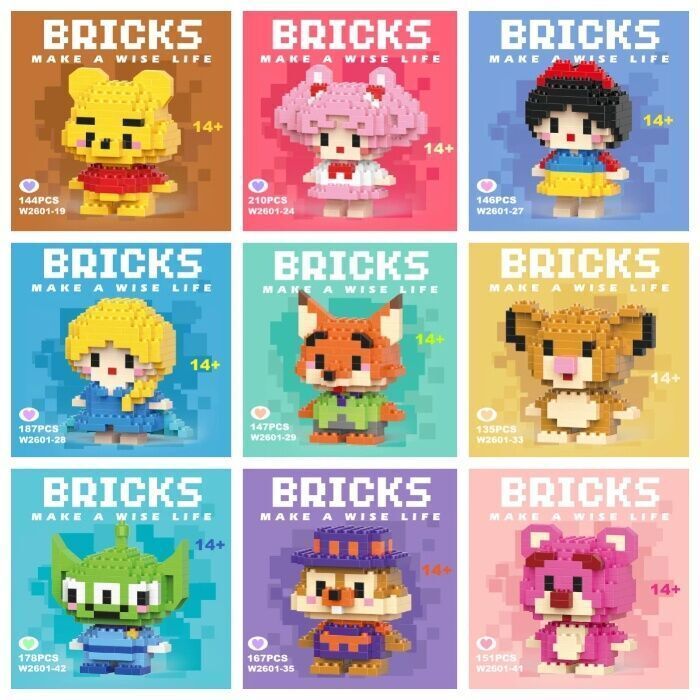 Nano Bricks Building Block Cute Cartoon (Make A Wise Life) 5mm&8mm 14y 24 design cartoon ready stock in Malaysia Lele W2601