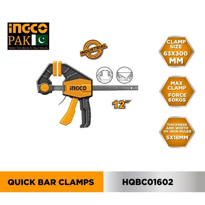 Ingco 12 inch Quick Grip clamp INGCO 12" Bar clamp for woodworking One-Handed Release F type