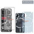 2 in 1 Nothing Phone 2 Tempered Glass Plastic Screen Protector (NO BLACK BORDER) Flexible 9H Gorilla Screen Guard Unbreakable Hammer Sheet + Back Matte Protctor skin sheet for noting phone2 - Transparent. 