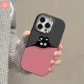 Creative Lovely Cartoon Black Rabbit Cat Couple Case for Realme Note 50 C67 C55 C51 C15 C53 C25Y C30 C55 C12 C25s C25 C21Y 5i 8i 6i 5 5s C11 C20 C20A Luxury Plating Metal Soft Case. 