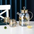 Water bottles Set 1000ml  French Amber Color Diamond Kawaii Teapot Kettle Cup Thermal Pots Set Kitchen Accessories Gift. 
