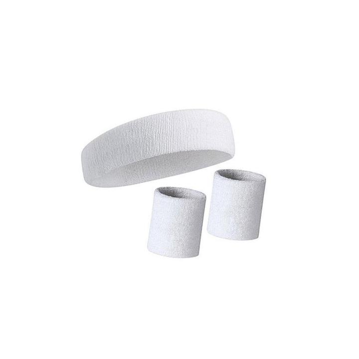 Set (3 Pack) - Headband and Wristbands - White