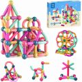 Magnetic Building Sticks and Balls Blocks Toy, Magnetic Bar, Stem Educational Construction Toys, 3D Magnet Building Puzzle Toys Gift for Kids Boys, Girls and Toddler Educational Learning  25 pes - 36 pes - 42 pes - 64 pes. 
