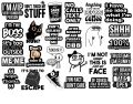 24Pcs Black Aesthetic Vinyl Stickers – Waterproof, Durable & Removable for Laptop, Phone, Journals, Water Bottles & Accessories – 2x2 Inch, Grunge, Minimalist & Retro Designs. 