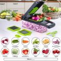 16-in-1 Multi-Functional Vegetable Chopper Slicer Shredder with Basket, Cheese Slicer, Food Chopper, Veggie Chopper, Onion Chopper, Salad Chopper, Mandoline Slicer & Cheese Grater, 16 in 1 Vegetable Chopper with Container, (Gray). 