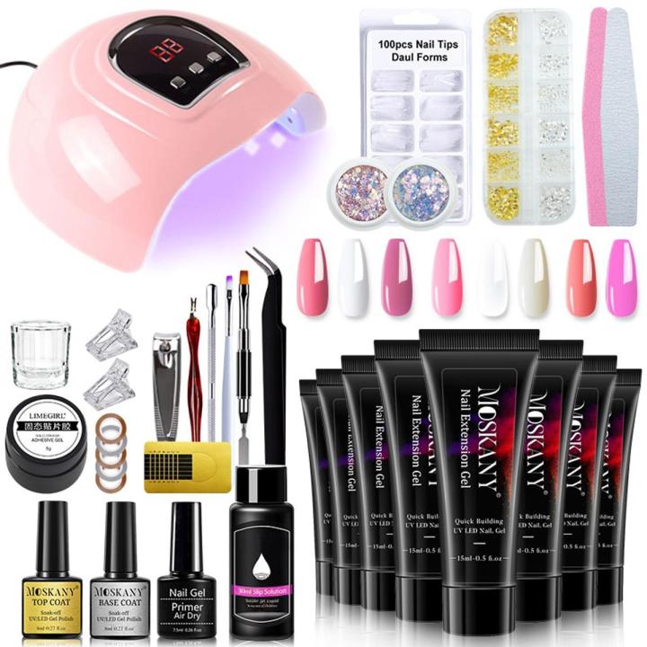 MOSKANY Poly Nail Gel Kit With Nail UV Lamp Dryer Gel Varnish Nail For Quick Building Nails