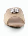 Dull Gold Faux Leather Shoes For Women. 