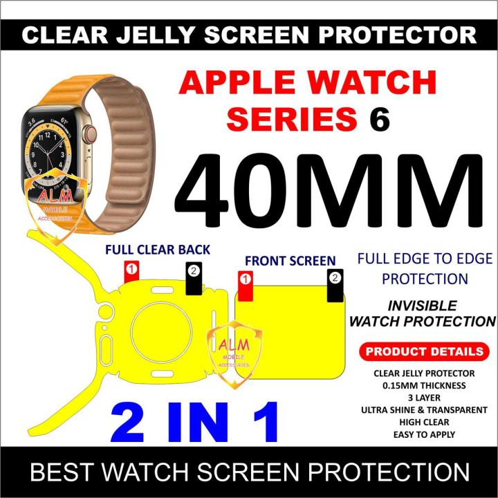 APPLE IPHONE WATCH SERIES 6 40MM FULL BACK AND FRONT TRANSPARENT ULTRA SHINE JELLY PROTECTOR/ PROTECTOR FOR APPLE WATCH SERIES 6 40 MM / APPLE WATCH 40 MM CLEAR JELLY PROTECTOR