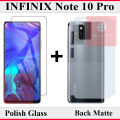 Infinix Note 10 Pro Tempered Glass Screen Protector Polish Glass + Back Matte Protector Soft Skin Sheet Soft Film Protection For Infinix Note 10 Pro. 