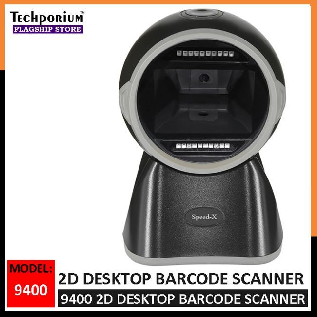 Speed-X 9400 2D Desktop Barcode Scanner | High-Speed Image Reader | QR Code & 1D/2D Barcode Support | USB Plug & Play | Fast & Accurate Retail POS Scanner for Bakeries POS Retail