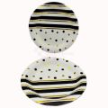 BLACK GOLDEN DOT PAPER PLATES - PACK OF 10 PAPER PLATES - BLACK GOLDEN THEME PAPER PLATES. 
