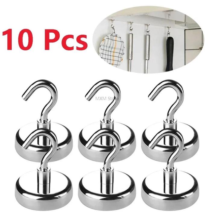 CUANFEN 10 Pack Gravity Hook Strong Magnetic Hook Key Holder for Wall Multipurpose Storage Hooks Coat Cup Hanger Magnet Home Garden