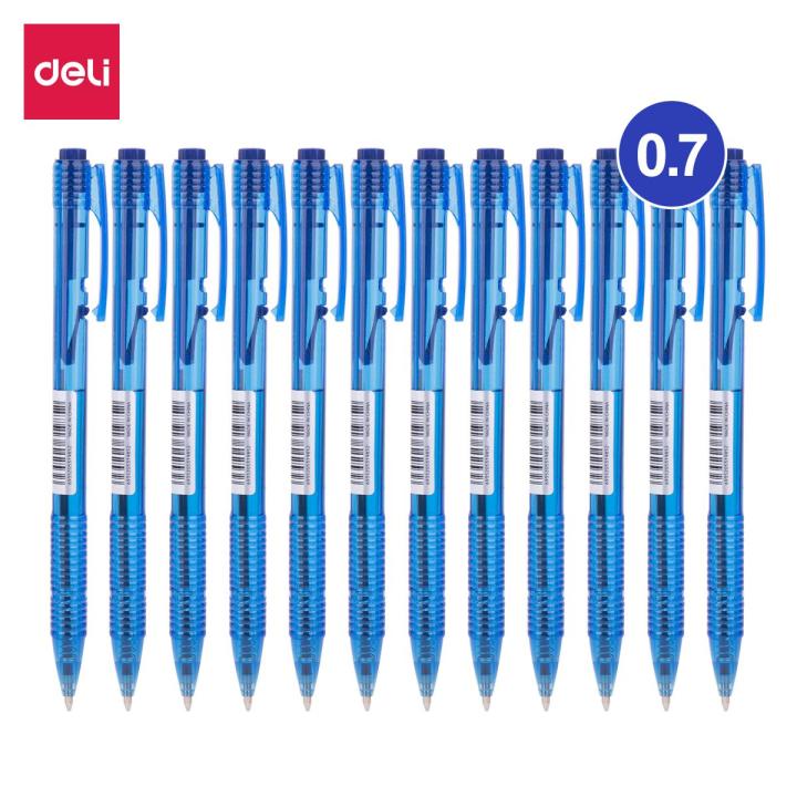 Deli - EQ00130- Ball Point Pen Spring (Tip 0.7mm)(12PCS/Box) - Blue
