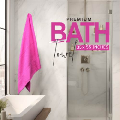 1 Pcs - Bath towel - 27x54" - 100% Cotton - Highly absorbent - Bath series
