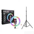MJ33 RGB LED Soft Ring Light 33CM (13-inch) With Phone Holder USB Plug Include Stand. 