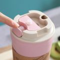 【shengxiong6525】420ml Portable Practical Reusable Bamboo Fiber Coffee Cups Eco Friendly Non-slip Solid Travel Outdoor. 