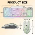 RGB Gaming Keyboard & Mouse Combo - 7 Colour Wired RGB Mouse and Keyboard Set - USB Wired Pack For PC & Laptop - White & Black. 