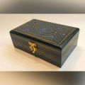 HANDCRAFTED LACQUER WORK ( NAKSI KAAM ) JEWELRY BOX WOODEN. SZIE 6X4 INCHES  . HAND PAINTED . UNIQUE ANTIQUE DESIGN. 
