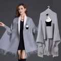 Women's Bat-Wing Style Printed Fleece Shawl For Winters. 