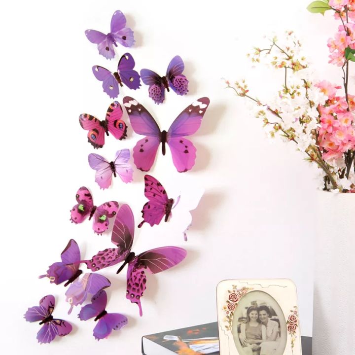 12%20pcs%20PVC%203d%20Butterflies%20Wall%20stickers%20For%20Home%20D%C3%A9cor%20Fridge,%20Doors,%20Walls,%20Kitchen%20-%20Image%205