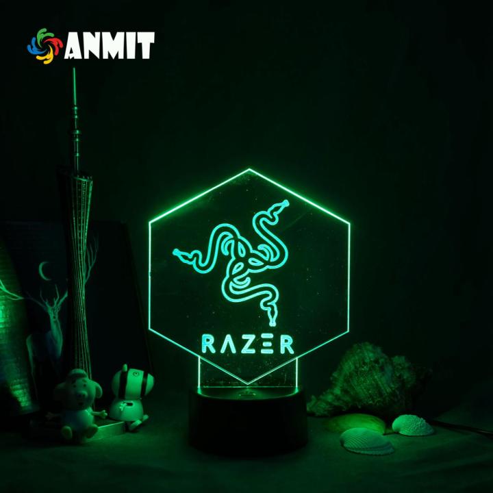ANMIT Color-changing Razer LOGO Night light Gameing Room For Home Bedroom Decor Lamp Led 3D Lamp Kawaii Kids Bedroom