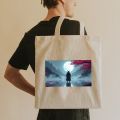 Anime Manga Eyes Tote Bag | Japanese Red & Black Graphic Canvas Shoulder Bag | Unique & Stylish for Otaku & Anime Fans. 