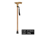 Multi Function Adjustable LED Light Walking Stick Hiking Cane for Old Men - Wooden Light Brown. 