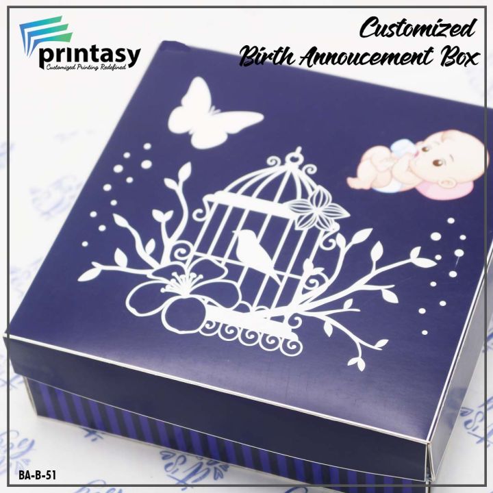 Customized Birth Announcement Boxes BA-B-51 250 Gram| Pack of 10