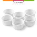 Techmanistan Pack of 6 - Porcelain Baking Ramekins Creme Fruit Serving Dessert Serving Custard Sauce Pudding Dipping Bowl. 